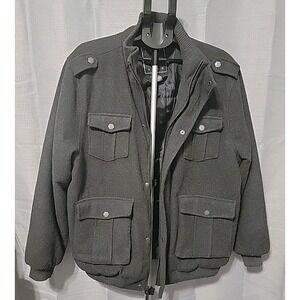 Karl Kani Gold Wool Blend Jacket/Coat, Mens Size L, Black Military Style